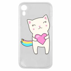 Чехол для iPhone XR Cute cat with heart - PrintSalon