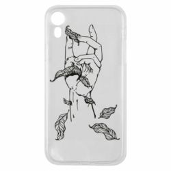 Чехол для iPhone XR Hand with leafs - PrintSalon