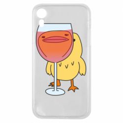 Чехол для iPhone XR Качка і келих вина - PrintSalon
