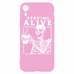 Чехол для iPhone XR Staying alive with coffee - PrintSalon