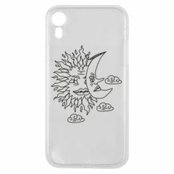 Чехол для iPhone XR Sun and Moon faces - PrintSalon