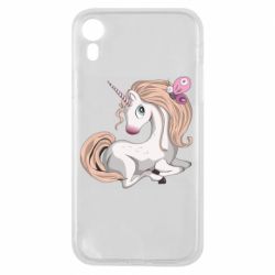 Чехол для iPhone XR Unicorn with bow tie - PrintSalon