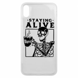 Чехол для iPhone Xs Max Staying alive with coffee - PrintSalon