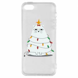 Чехол для iPhone5/5S/SE Cat and Christmas Lights - PrintSalon