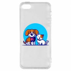 Чехол для iPhone5/5S/SE Собачка и котик - PrintSalon