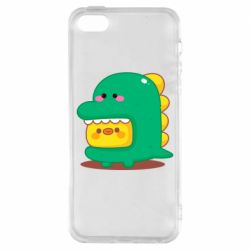 Чехол для iPhone5/5S/SE Уточка в костюме динозавра - PrintSalon
