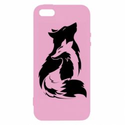 Чохол для iphone 5/5S/SE Wolf And Fox-PrintSalon Чохол для iphone 5/5S/SE Wolf And Fox