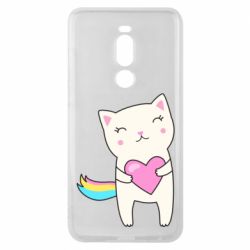 Чехол для Meizu Note 8 Cute cat with heart - PrintSalon