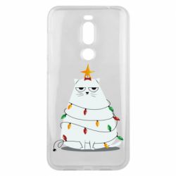 Чехол для Meizu X8 Cat and Christmas Lights - PrintSalon