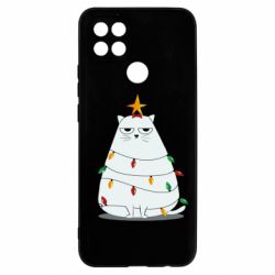 Чехол для Oppo A15s/A15 Cat and Christmas Lights - PrintSalon