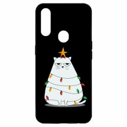 Чехол для Oppo A31 Cat and Christmas Lights - PrintSalon