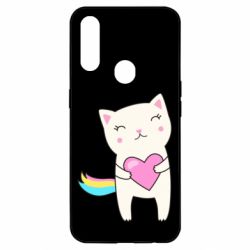 Чехол для Oppo A31 Cute cat with heart - PrintSalon