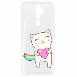 Чехол для Oppo A5/A9 2020 Cute cat with heart - PrintSalon