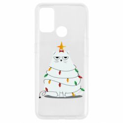Чехол для Oppo A53/A32/A33 Cat and Christmas Lights - PrintSalon