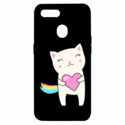 Чехол для Oppo A5s/A12 Cute cat with heart - PrintSalon