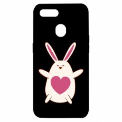 Чехол для Oppo A5s/A12 Rabbit with a pink heart - PrintSalon