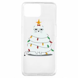 Чехол для Oppo A73 Cat and Christmas Lights - PrintSalon