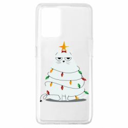 Чехол для Oppo A74 4G Cat and Christmas Lights - PrintSalon