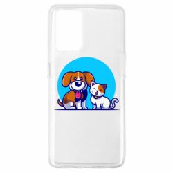 Чехол для Oppo A74 4G Собачка и котик - PrintSalon