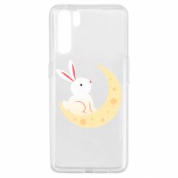 Чехол для Oppo A91/Reno3 Cute rabbit on the moon - PrintSalon