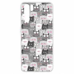 Чохол для Oppo A91 / Reno3Gray cats pattern - PrintSalon