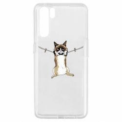 Чехол для Oppo A91/Reno3 Grumpy Cat On The Rope - PrintSalon