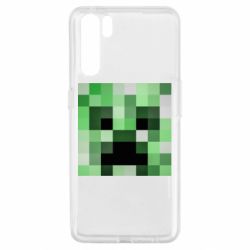 Чехол для Oppo A91/Reno3 Minecraft minimalist Creeper - PrintSalon