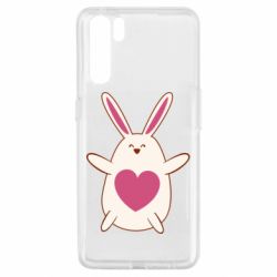 Чехол для Oppo A91/Reno3 Rabbit with a pink heart - PrintSalon