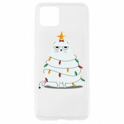 Чехол для Oppo A92s Cat and Christmas Lights - PrintSalon