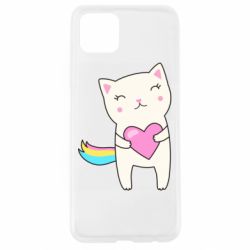 Чехол для Oppo A92s Cute cat with heart - PrintSalon
