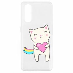 Чехол для Oppo Find X2 Cute cat with heart - PrintSalon