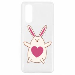 Чехол для Oppo Find X2 Rabbit with a pink heart - PrintSalon