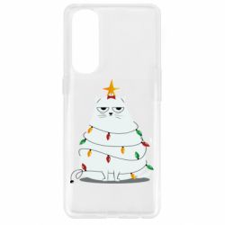 Чехол для Oppo Reno 4 Pro Cat and Christmas Lights - PrintSalon