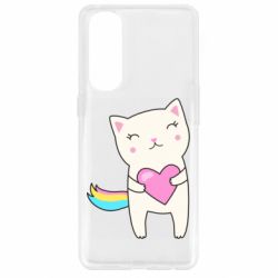 Чехол для Oppo Reno 4 Pro Cute cat with heart - PrintSalon