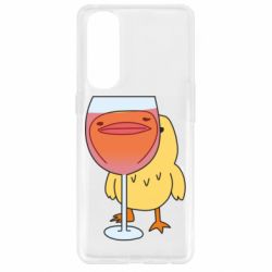 Чехол для Oppo Reno 4 Pro Качка і келих вина - PrintSalon