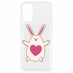 Чехол для Oppo Reno 4 Rabbit with a pink heart - PrintSalon
