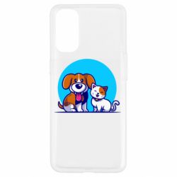Чехол для Oppo Reno 4 Собачка и котик - PrintSalon