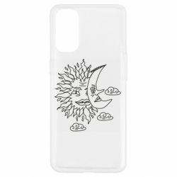 Чехол для Oppo Reno 4 Sun and Moon faces - PrintSalon