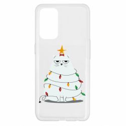 Чехол для Oppo Reno 5 4G Cat and Christmas Lights - PrintSalon
