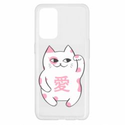 Чехол для Oppo Reno 5 4G Cat and hieroglyphs - PrintSalon