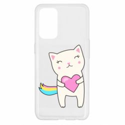 Чехол для Oppo Reno 5 4G Cute cat with heart - PrintSalon