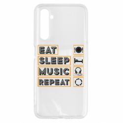Чехол для Realme 6 Eat sleep dj repeat. - PrintSalon