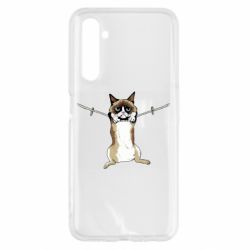 Чехол для Realme 6 Grumpy Cat On The Rope - PrintSalon