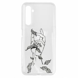 Чехол для Realme 6 Hand with leafs - PrintSalon