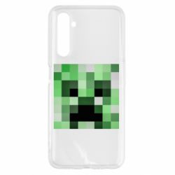 Чехол для Realme 6 Minecraft minimalist Creeper - PrintSalon