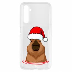 Чехол для Realme 6 Новогодняя капибара - PrintSalon