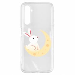 Чехол для Realme 6 Pro Cute rabbit on the moon - PrintSalon