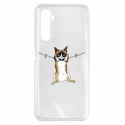 Чехол для Realme 6 Pro Grumpy Cat On The Rope - PrintSalon