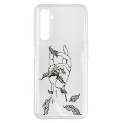 Чехол для Realme 6 Pro Hand with leafs - PrintSalon