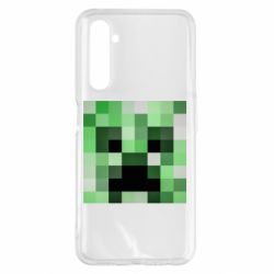 Чехол для Realme 6 Pro Minecraft minimalist Creeper - PrintSalon